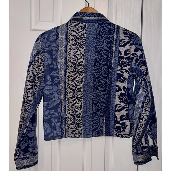 Vintage Vivaldi Jeanswear Blue Denim Jacket Floral Patchwork Small - Picture 2 of 7